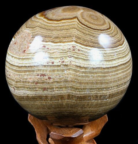 Polished, Banded Aragonite Sphere - Morocco #57006